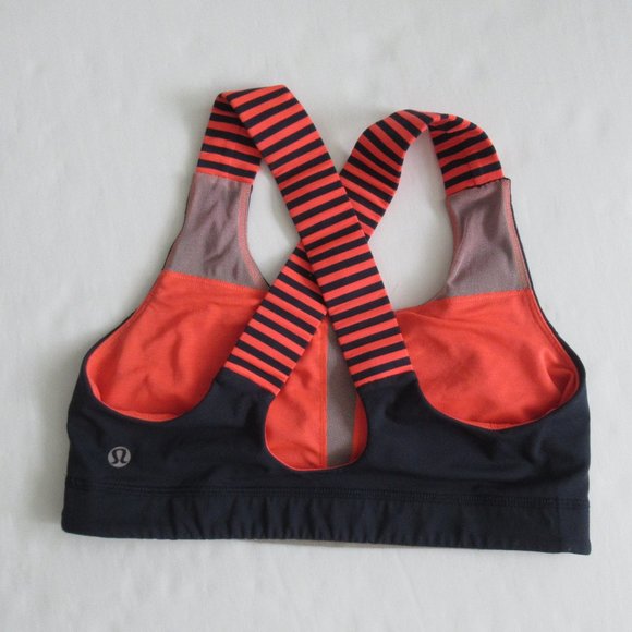 Lululemon 2 Dark Blue with Orange Cross Back Strap Sports Bra Size 2 or XS - Picture 5 of 9